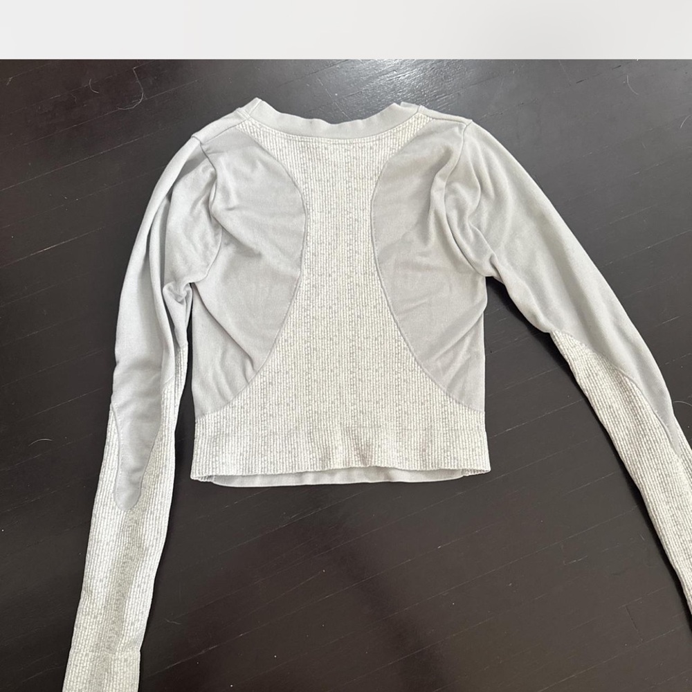 FP Movement by Free People Light Gray Two Tone Long Sleeve Top